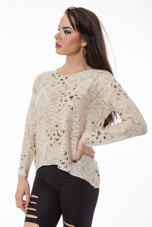 Oversize Pullover mit goldenen Sternen 