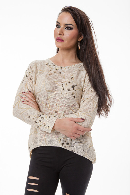 Oversize Pullover mit goldenen Sternen 