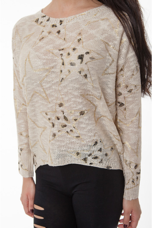 Oversize Pullover mit goldenen Sternen 