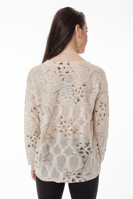 Oversize Pullover mit goldenen Sternen 