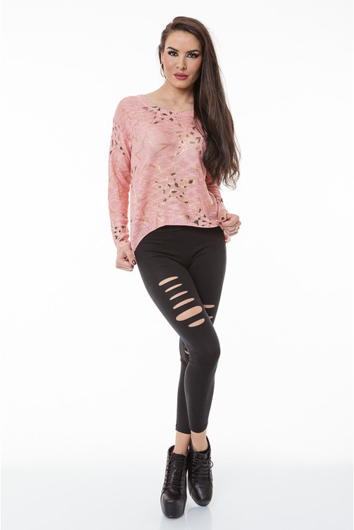 Oversize Pullover mit goldenen Sternen 