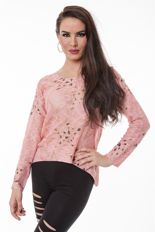 Oversize Pullover mit goldenen Sternen 