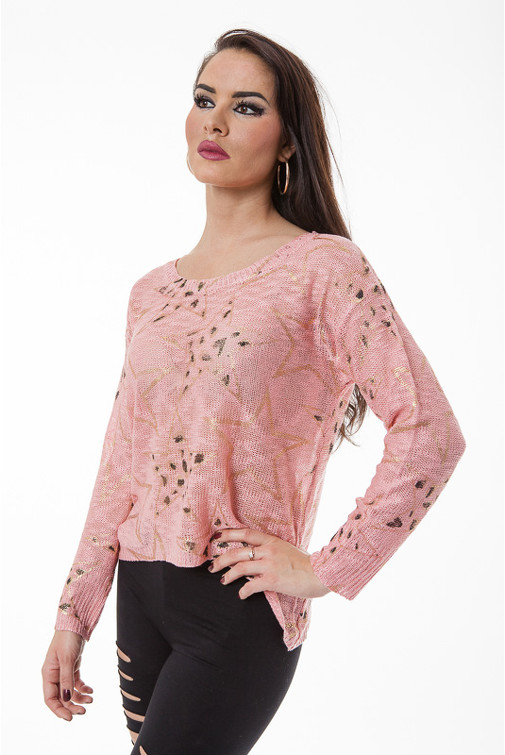 Oversize Pullover mit goldenen Sternen 