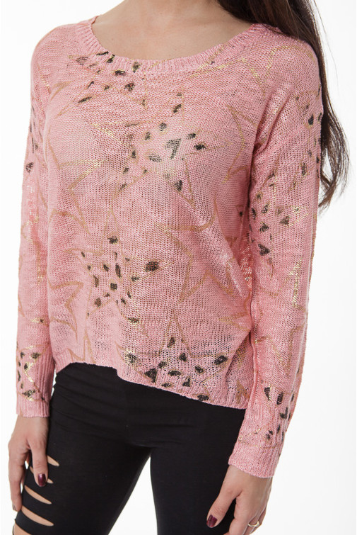 Oversize Pullover mit goldenen Sternen 