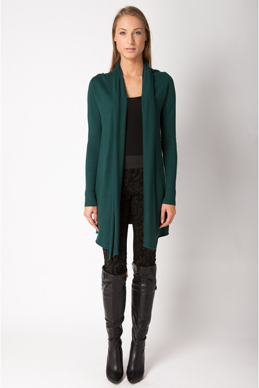 Long Shawl Collar Cardigan with Cashmere