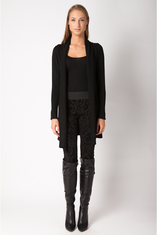Long Shawl Collar Cardigan with Cashmere