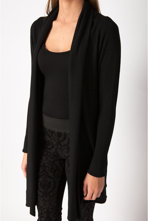 Long Shawl Collar Cardigan with Cashmere