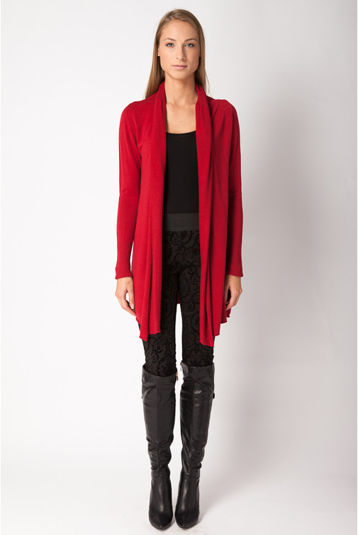 Long Shawl Collar Cardigan with Cashmere