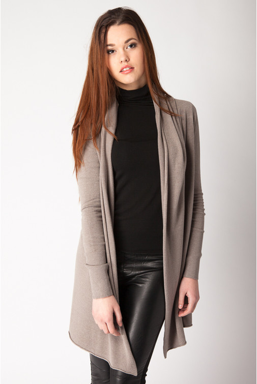 Long Shawl Collar Cardigan with Cashmere