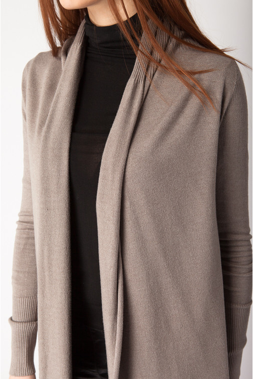 Long Shawl Collar Cardigan with Cashmere