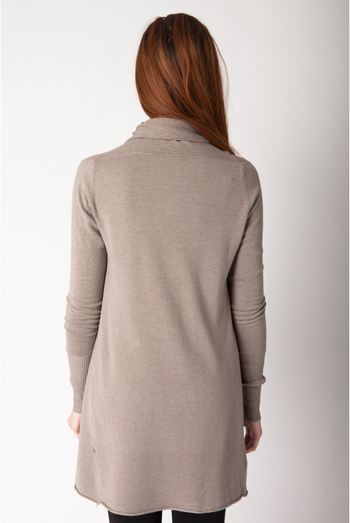 Long Shawl Collar Cardigan with Cashmere