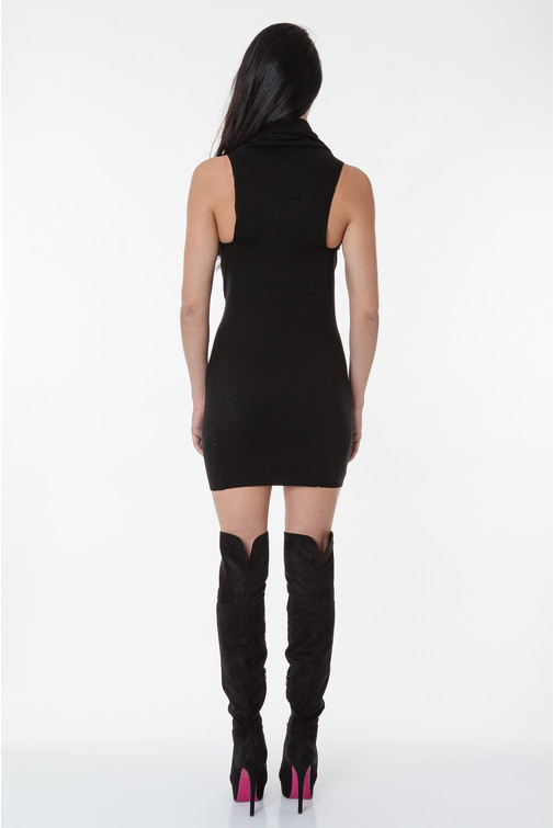 Draped Cowl Neck Knitted Dress