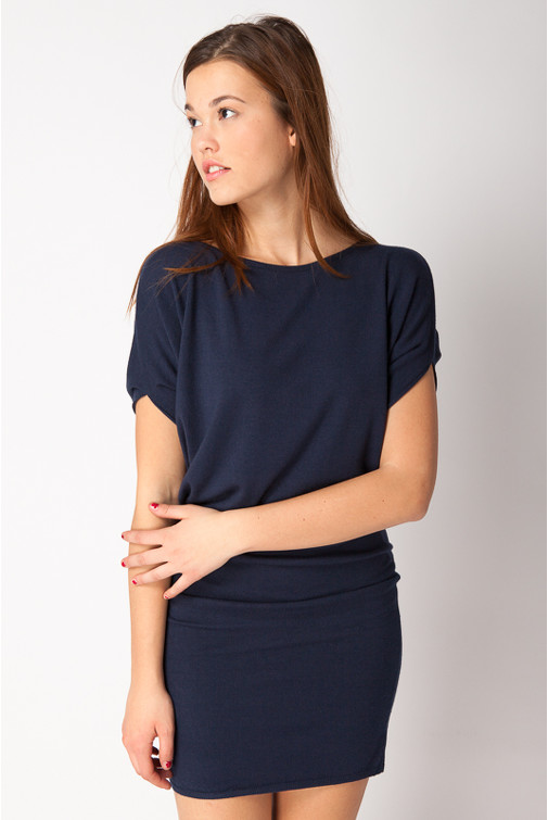 Knitted Short Sleeve Batwing Dress