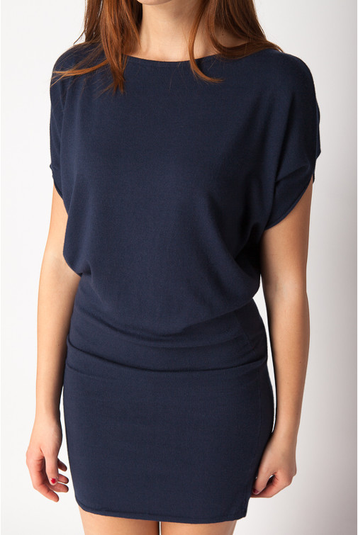 Knitted Short Sleeve Batwing Dress